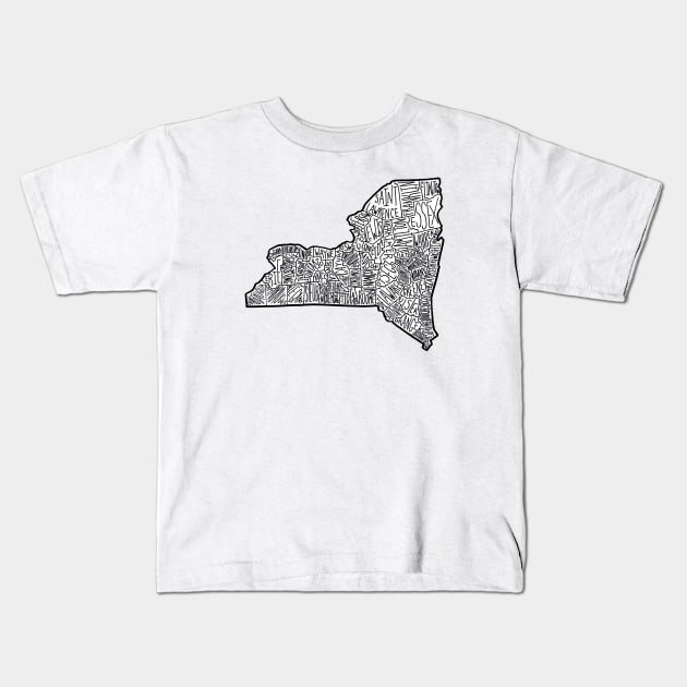 Upstate New York Map Kids T-Shirt by calenbundalas